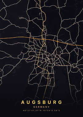 Augsburg Germany City Map