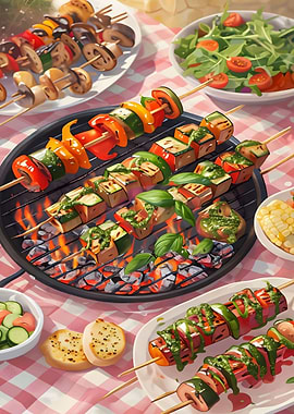 Summer BBQ with Veggie Skewers