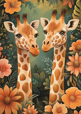 Giraffe Couple painting