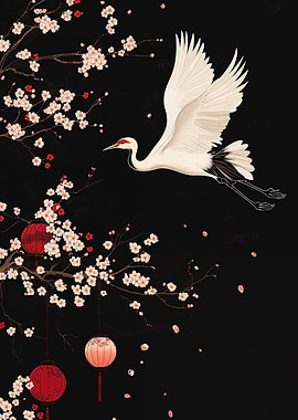 Crane Cherry Blossoms