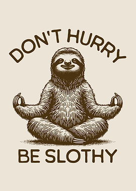 Don't Hurry Be Slothy Humorous Life Advice Peaceful Calm Sloth Meditative Pose Mindfulness Practice
