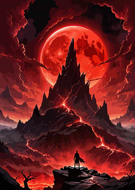 Red Moon Landscape