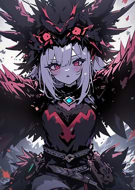 Anime Girl with Raven Wings