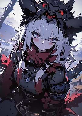 Anime Girl with Wolf Mask