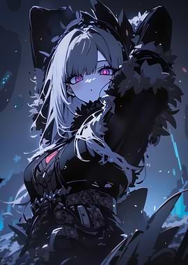 Anime Girl with Pink Eyes