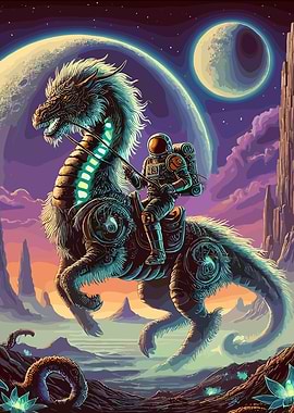 Astronaut Riding Dragon