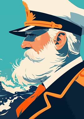 Captain with White Beard Minimalist Art