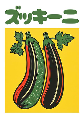 Zucchini Japanese Art Print