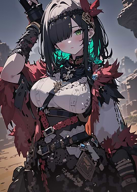 Anime Girl with Green Eyes