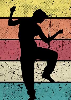 Retro Break Dance Silhouette