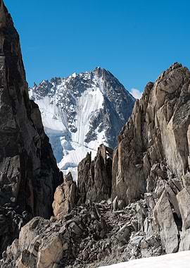 Mountain Peak View with Glacier (Mont Blanc)