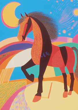 Horse in a Colorful Landscape