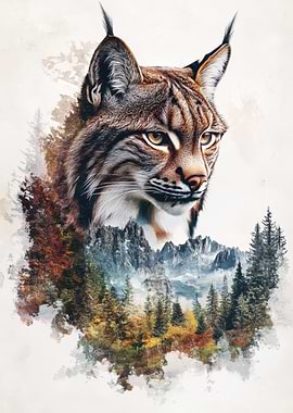 Lynx in Mountain Landscape
