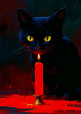 Black Cat and Candle