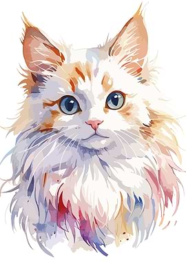 Cute Cat Watercolor Portrait