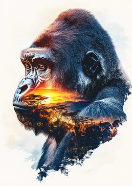 Gorilla Sunset Landscape