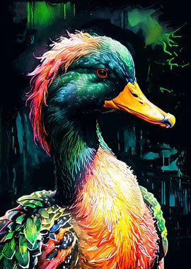 Colorful Mallard Duck Portrait