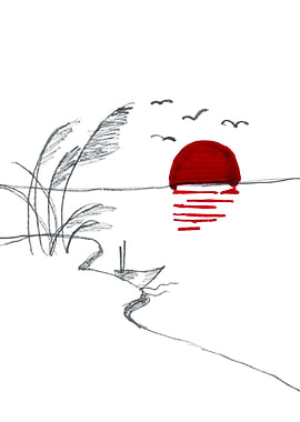 Sunset Seascape Sketch