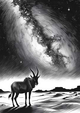 Guanaco Under Milky Way