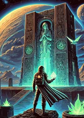 Space Traveler at Ancient Gateway