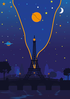 Eiffel Tower Night Sky
