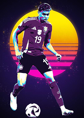 Lamine Yamal Football Player in Retro Style