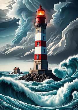 Lighthouse in Storm