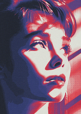 Close-up Portrait in Red and Blue