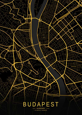 Golden Budapest City Map