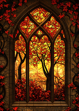 Autumn Stained Glass Window