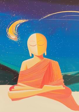 Buddha Meditation Under Stars