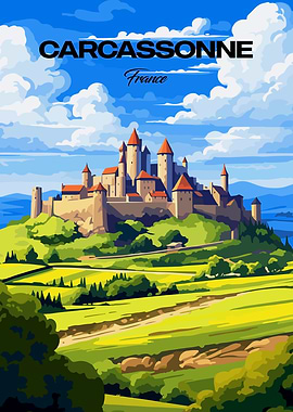 Carcassonne Castle Illustration