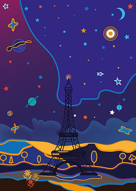 Eiffel Tower Night Sky