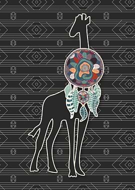 Giraffe with Dreamcatcher Native American