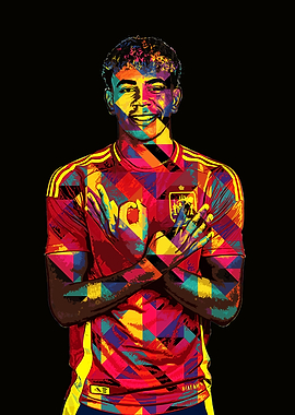 Lamine Yamal Soccer Player in Geometric Art