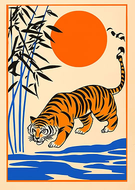 Tiger in a Japanese Garden