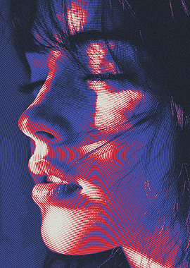 Woman's Face in Red and Blue