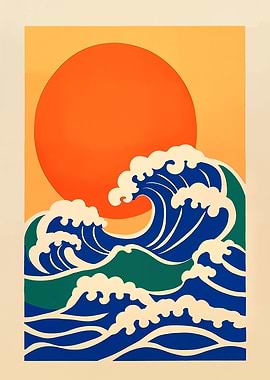 Japanese Wave Sunset