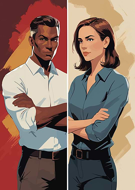 Man and Woman in White and Blue Shirts