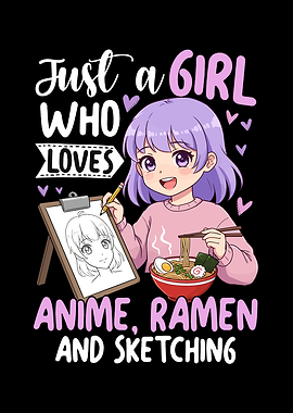 Anime Girl Loves Ramen & Sketching
