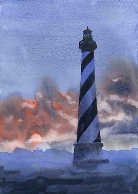 Lighthouse Watercolor Painting