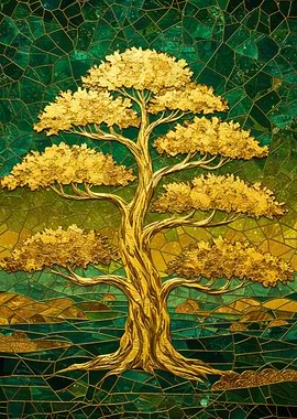 Golden Tree Mosaic