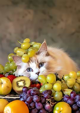 Cat with Fruit