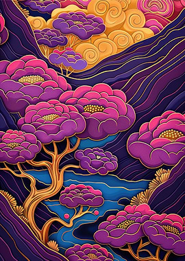 Purple Blossom Landscape