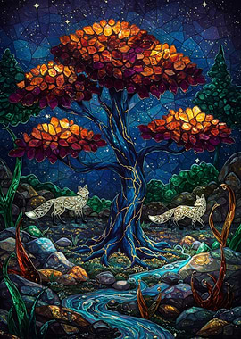 Foxes Starry Tree
