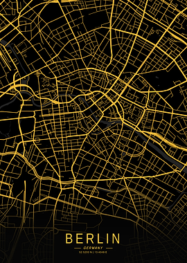 Golden Berlin City Map