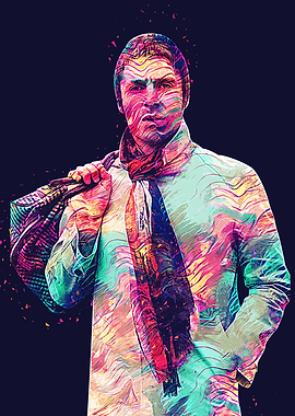 Man in Colorful Abstract Art