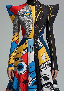 Abstract Print Dress