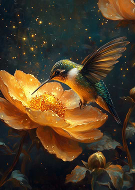 Hummingbird and Flower