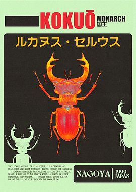 Stag Beetle Monarch Poster